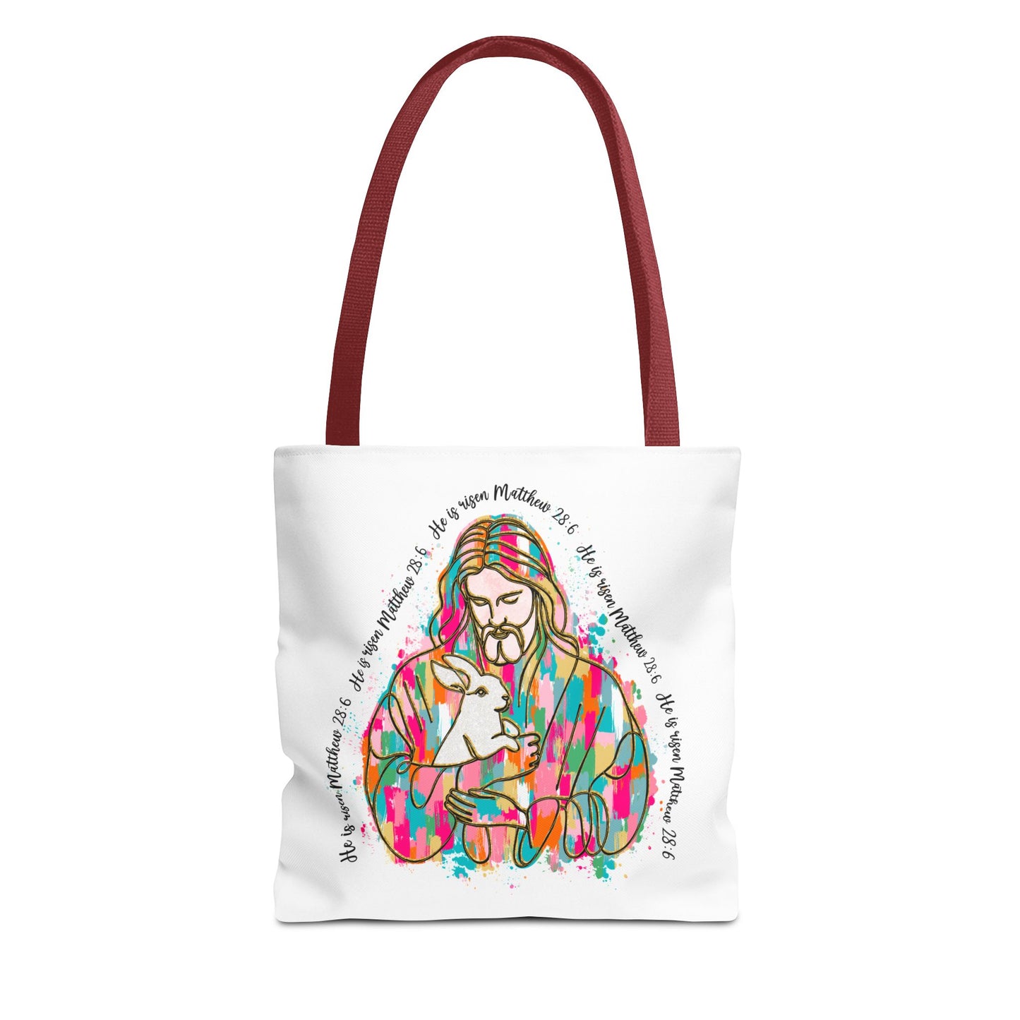 Matthew 25:40 Design - Rainbow Jesus, Easter Watercolor Inspirational Tote Bag