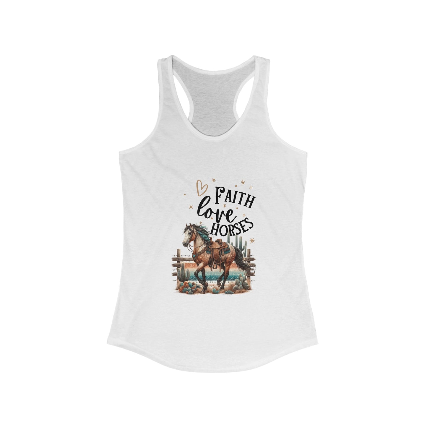 Faith Love Horses Racerback Tank - Perfect for Equestrian Enthusiasts