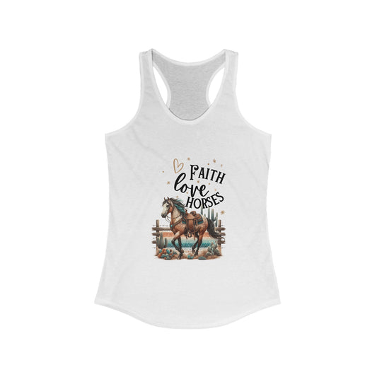 Faith Love Horses Racerback Tank - Perfect for Equestrian Enthusiasts