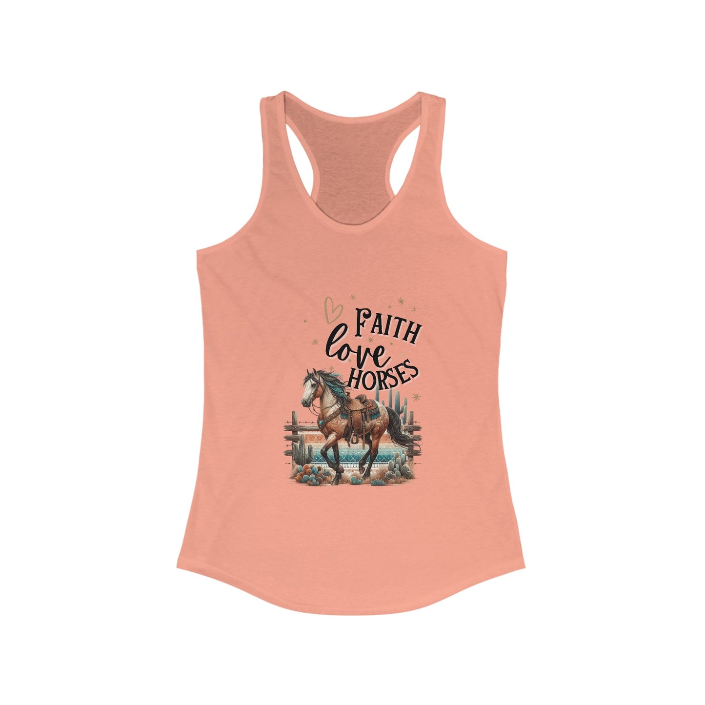 Faith Love Horses Racerback Tank - Perfect for Equestrian Enthusiasts