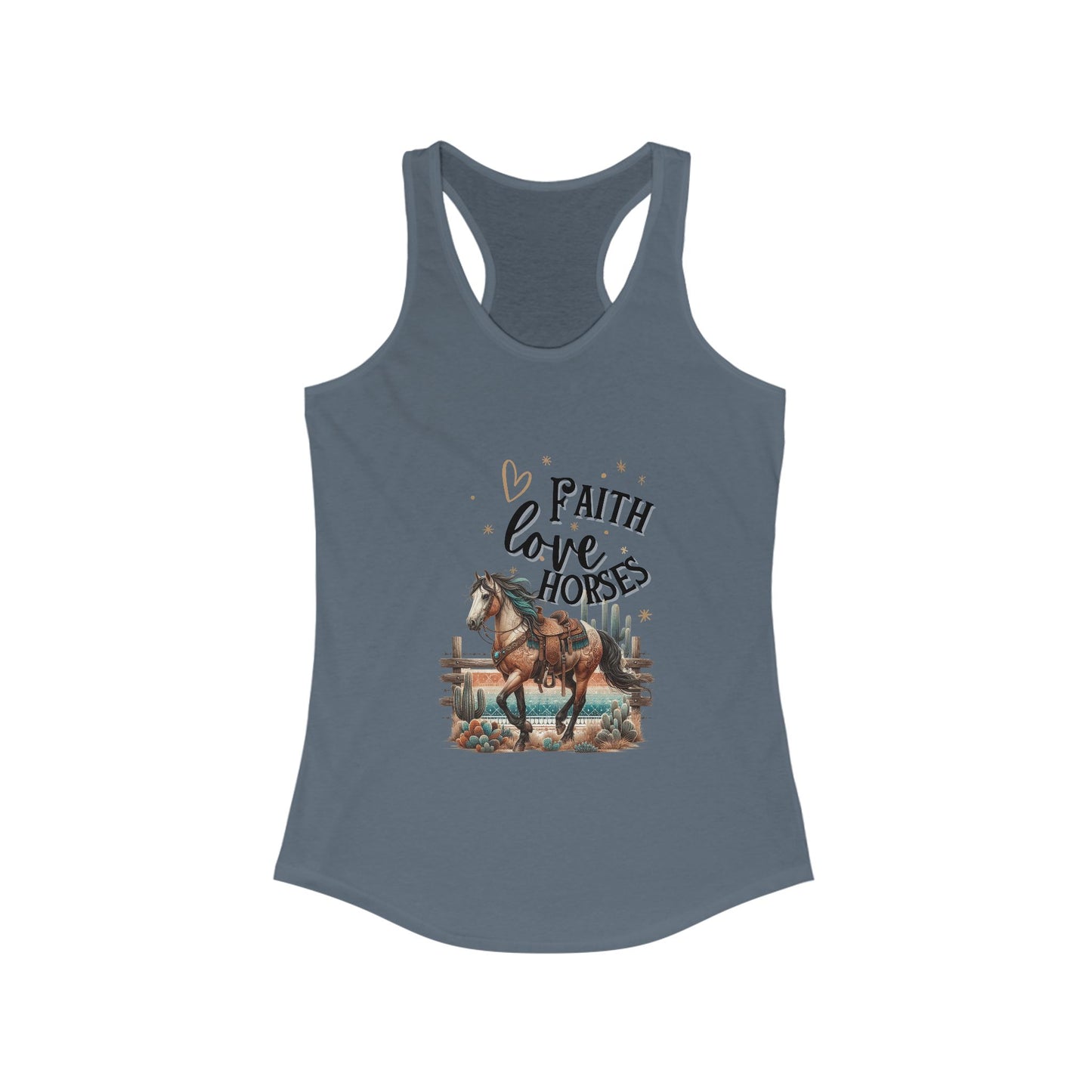 Faith Love Horses Racerback Tank - Perfect for Equestrian Enthusiasts