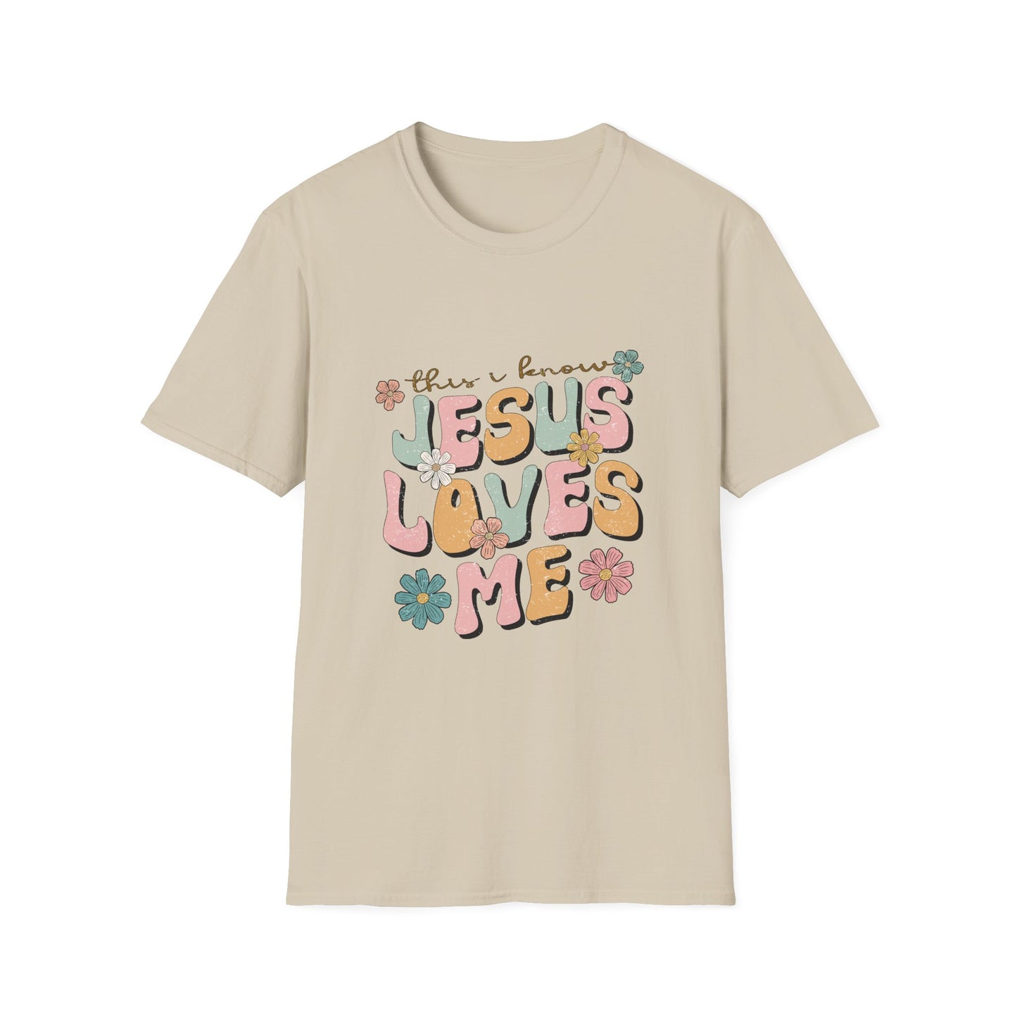 Jesus Loves Me Floral Unisex Softstyle T-Shirt - Cute Faith-Based Tee for Everyday Wear
