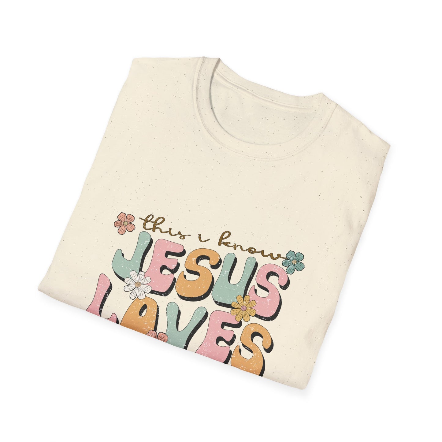 Jesus Loves Me Floral Unisex Softstyle T-Shirt - Cute Faith-Based Tee for Everyday Wear