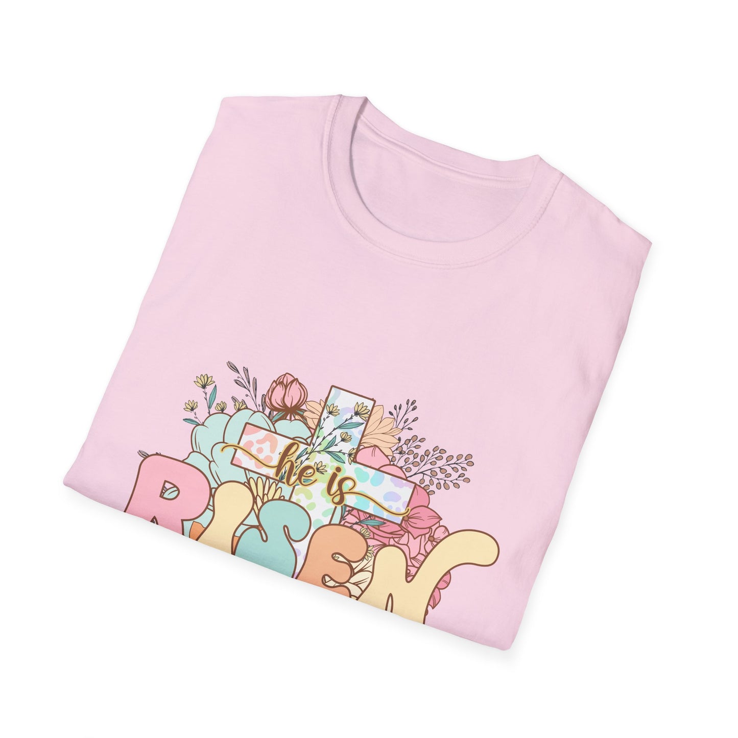 Risen Cross Unisex Softstyle T-Shirt - Inspirational Graphic Tee for Faith and Everyday Wear