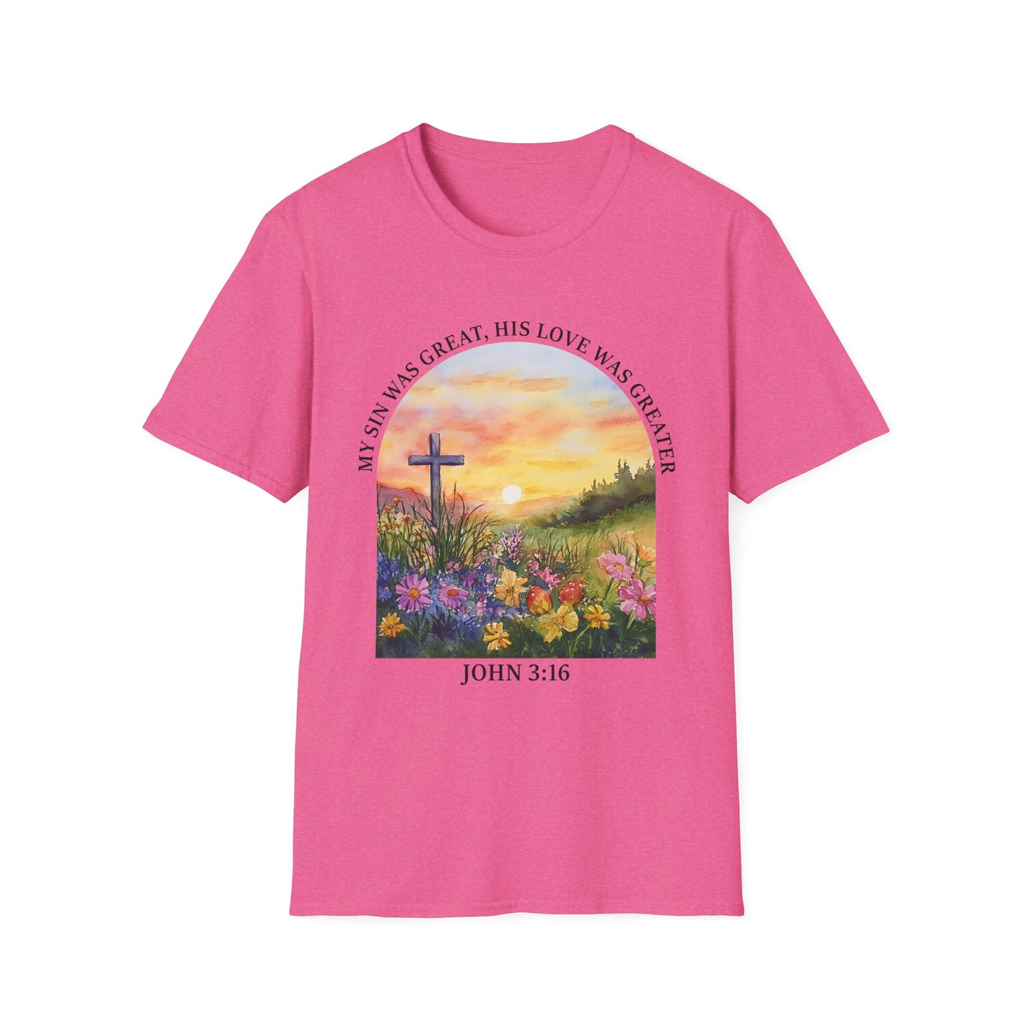 Inspirational Faith T-Shirt - John 3:16 Sunset Design