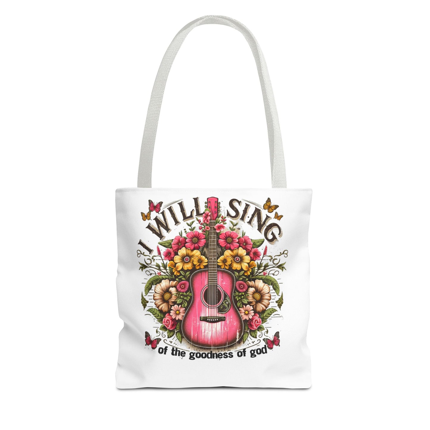 Women's Western Floral Guitar Tote Bag - 'I Will Sing of the Goodness of God'