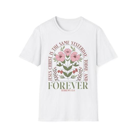 Christian Floral Quote Unisex Softstyle T-Shirt - Forever in Faith