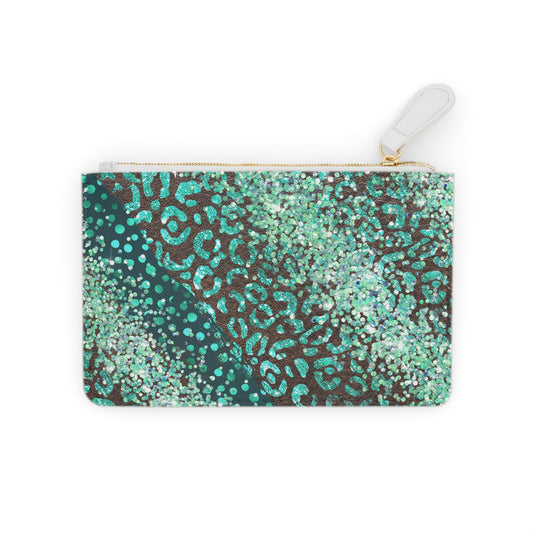 Chic Mini Clutch Bag - Elegant Brown and Teal Western Print for Stylish Women