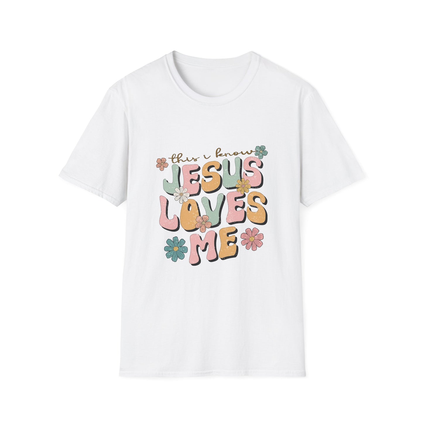 Jesus Loves Me Floral Unisex Softstyle T-Shirt - Cute Faith-Based Tee for Everyday Wear