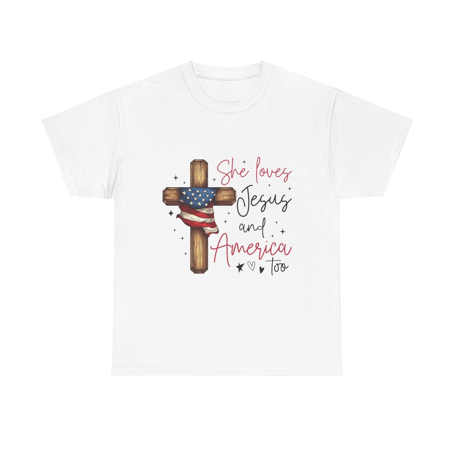 She Loves Jesus & America Too - Christian T-shirt