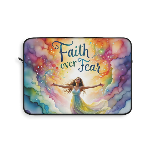 Inspirational Laptop Sleeve - 'Faith over Fear' Design for Creative Minds