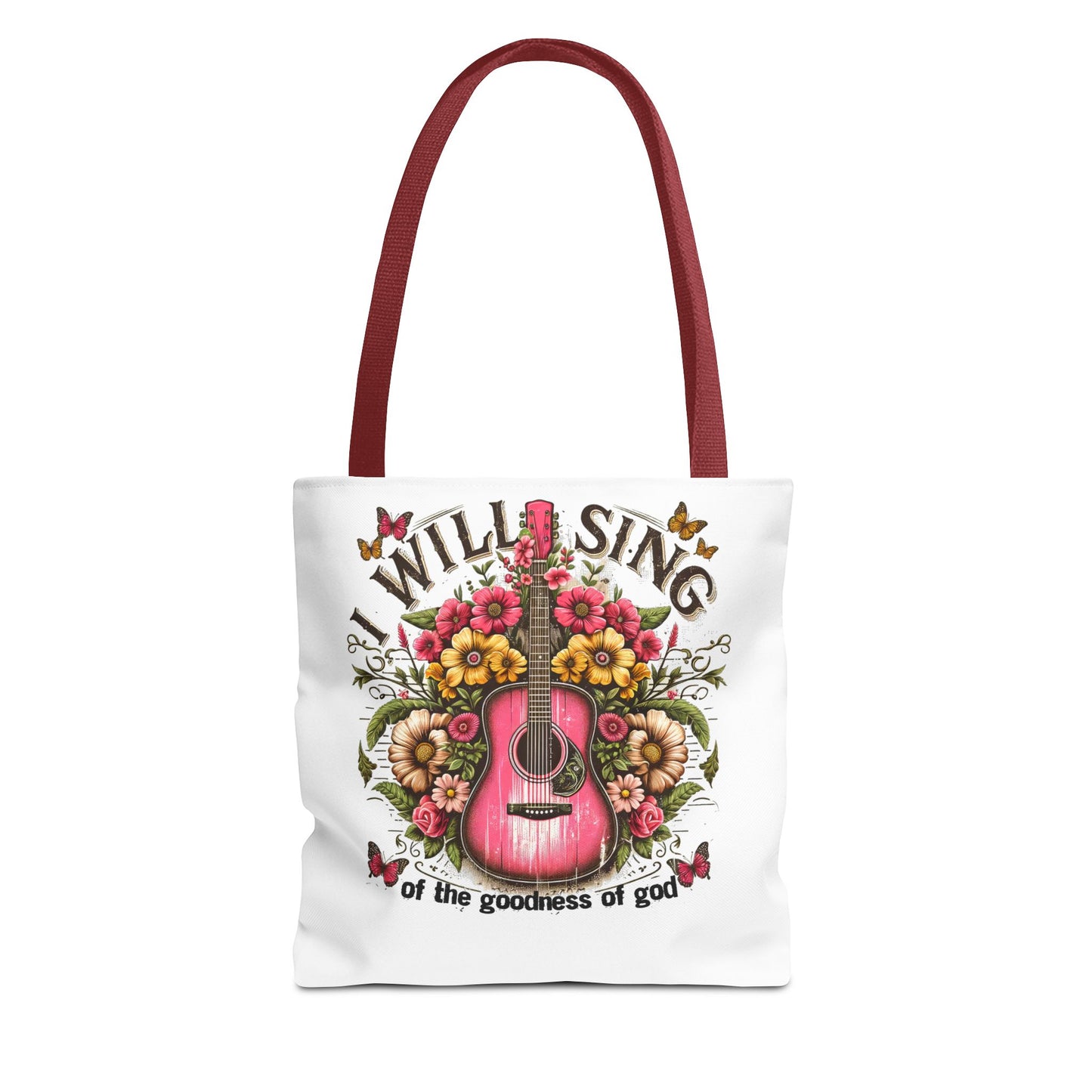 Women's Western Floral Guitar Tote Bag - 'I Will Sing of the Goodness of God'