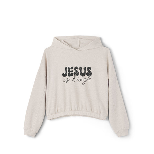 JESUS IS KING Women's Cinched Bottom Hoodie