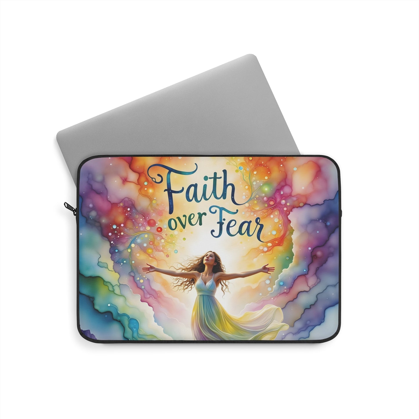Inspirational Laptop Sleeve - 'Faith over Fear' Design for Creative Minds