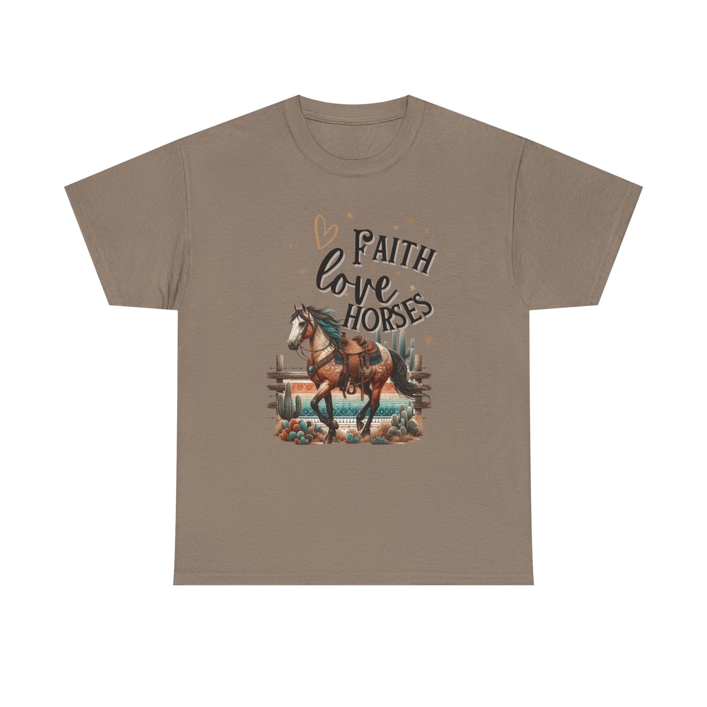 Western Themed T-Shirt for Horse Lovers - Faith Love Horses