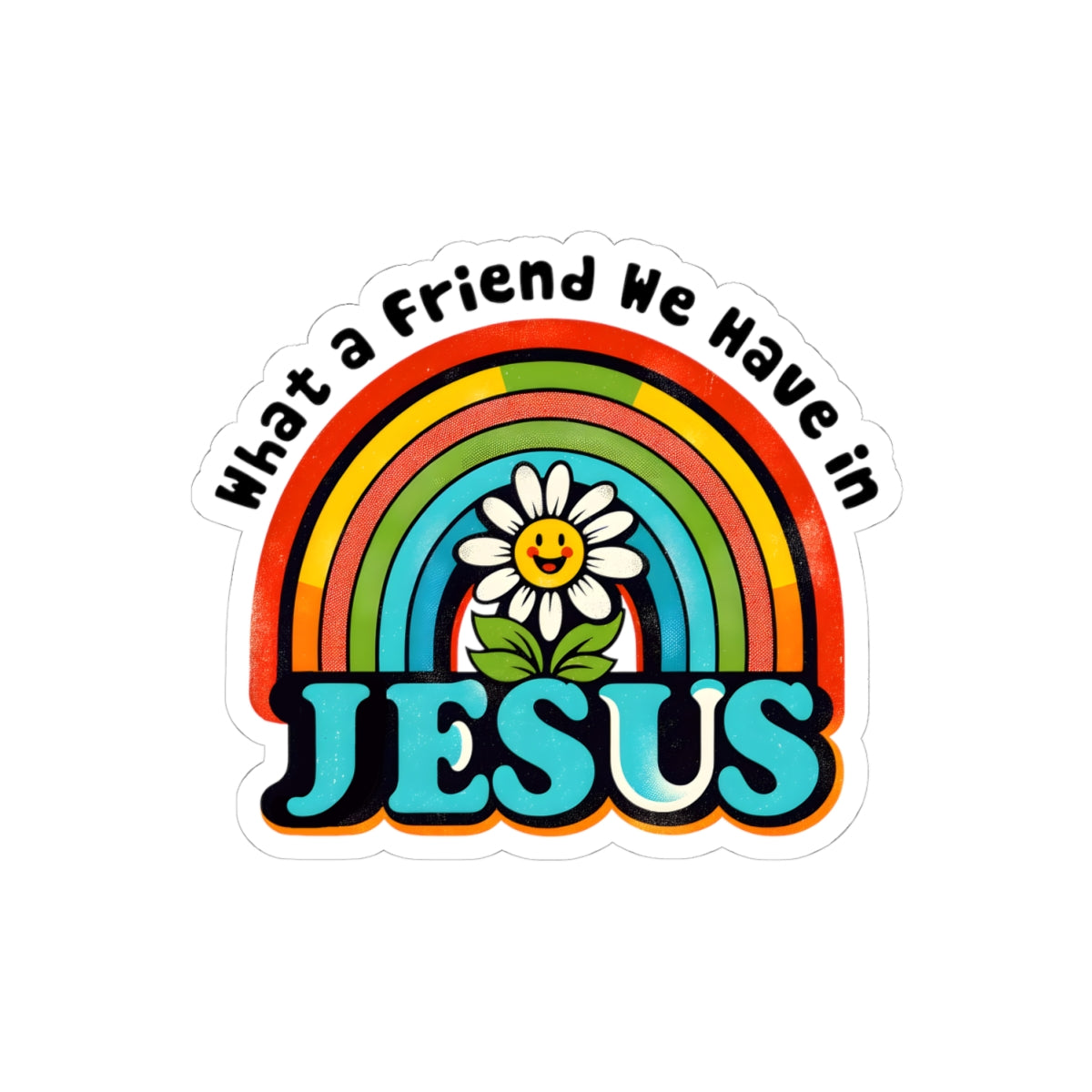Bright Rainbow Jesus Friendship Sticker | Inspirational Laptop & Water Bottle Decor
