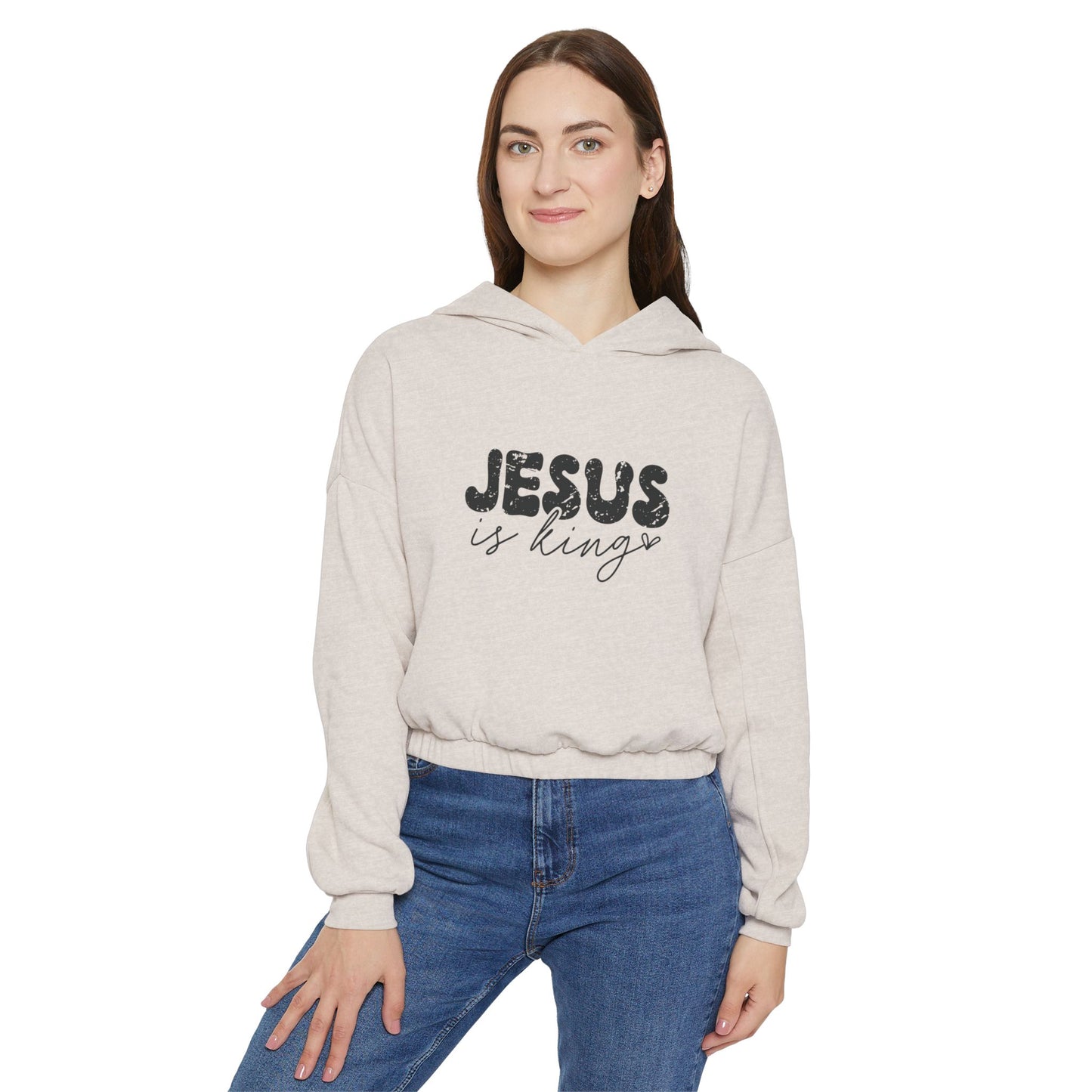 JESUS IS KING Women's Cinched Bottom Hoodie