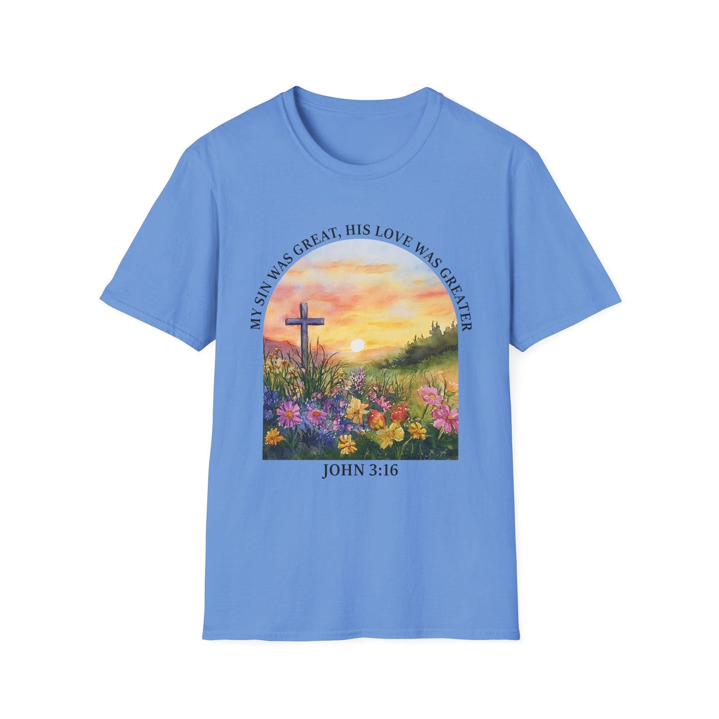 Inspirational Faith T-Shirt - John 3:16 Sunset Design