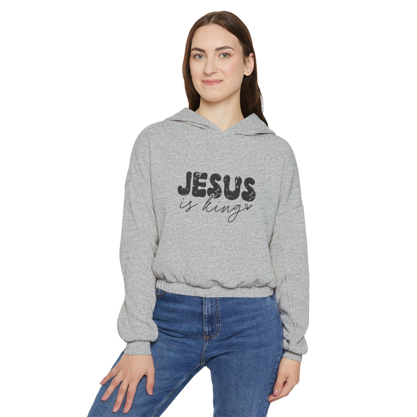 JESUS IS KING Women's Cinched Bottom Hoodie