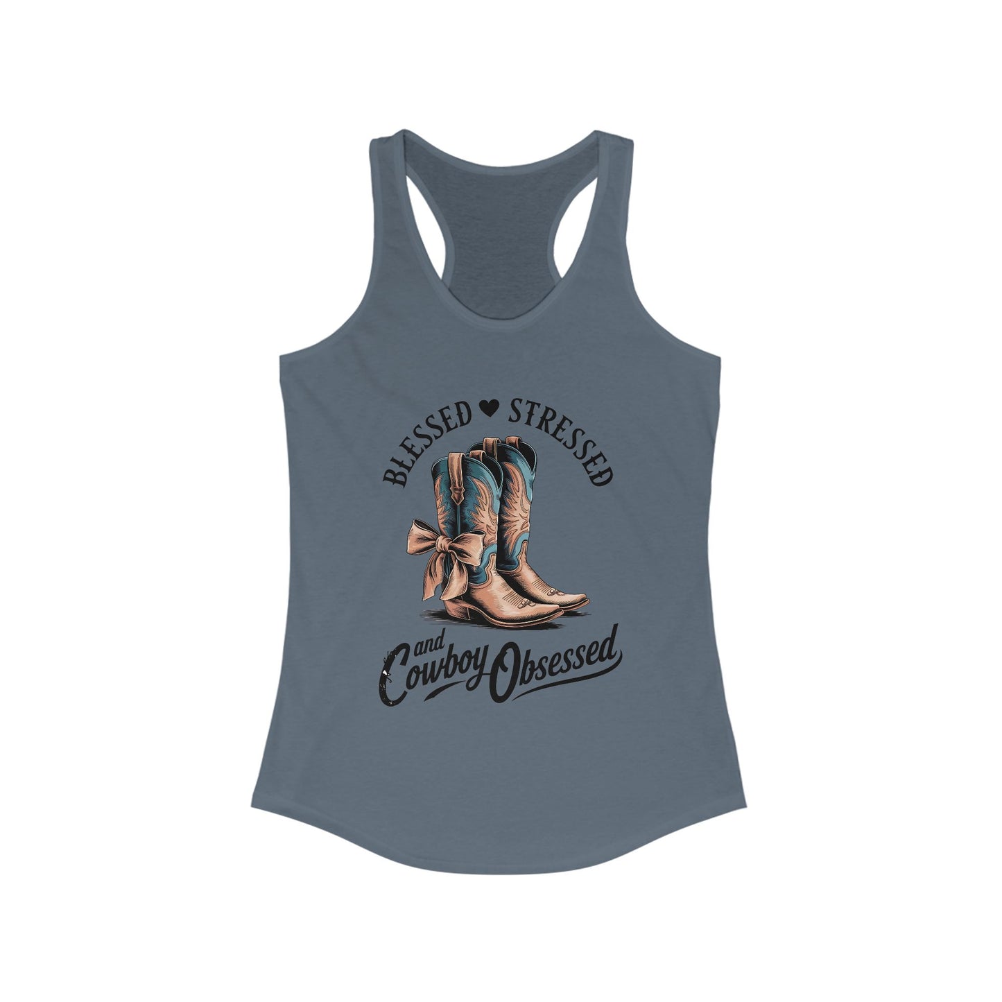 Blessed Stressed Cowboy Obsessed Racerback Tank for Women
