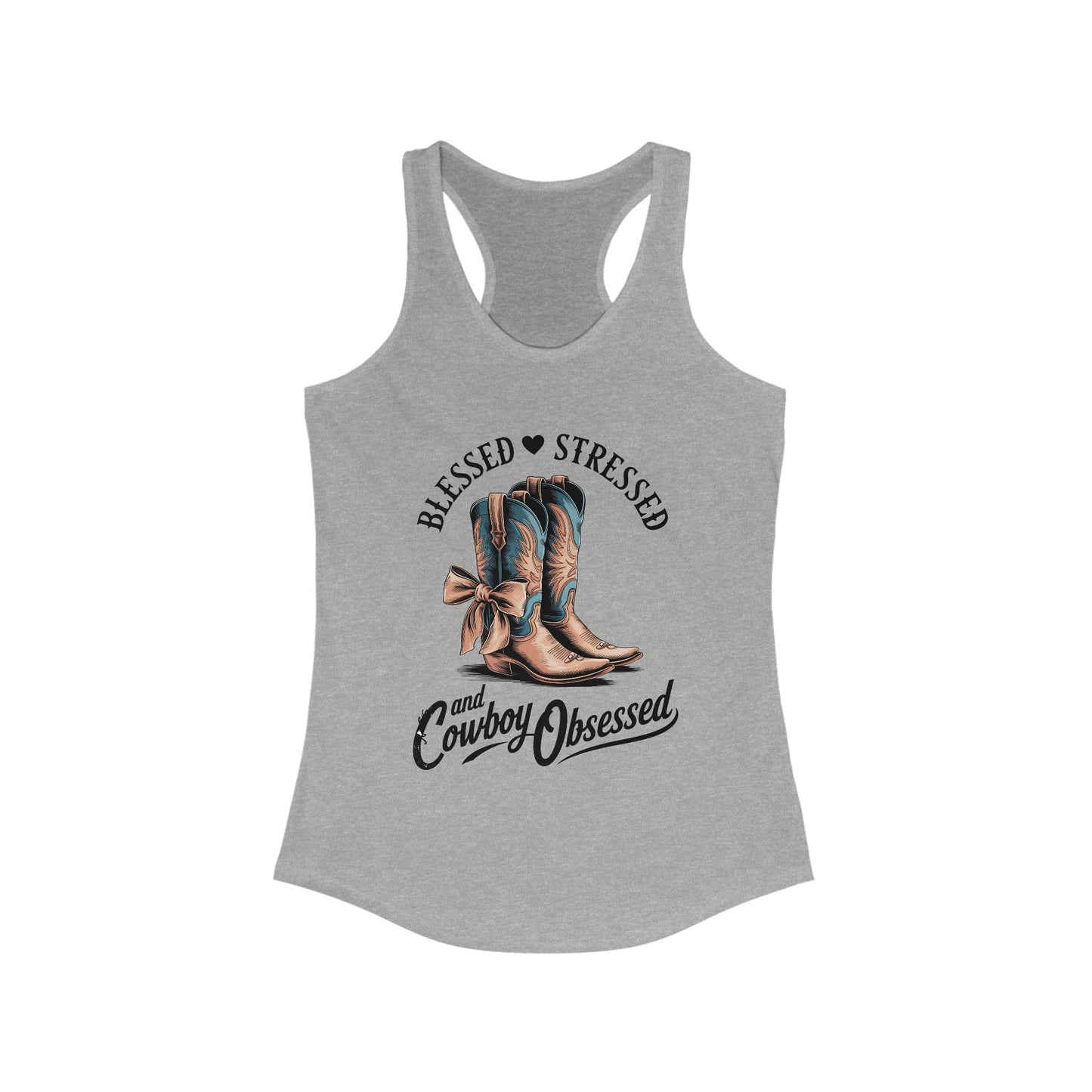Blessed Stressed Cowboy Obsessed Racerback Tank for Women