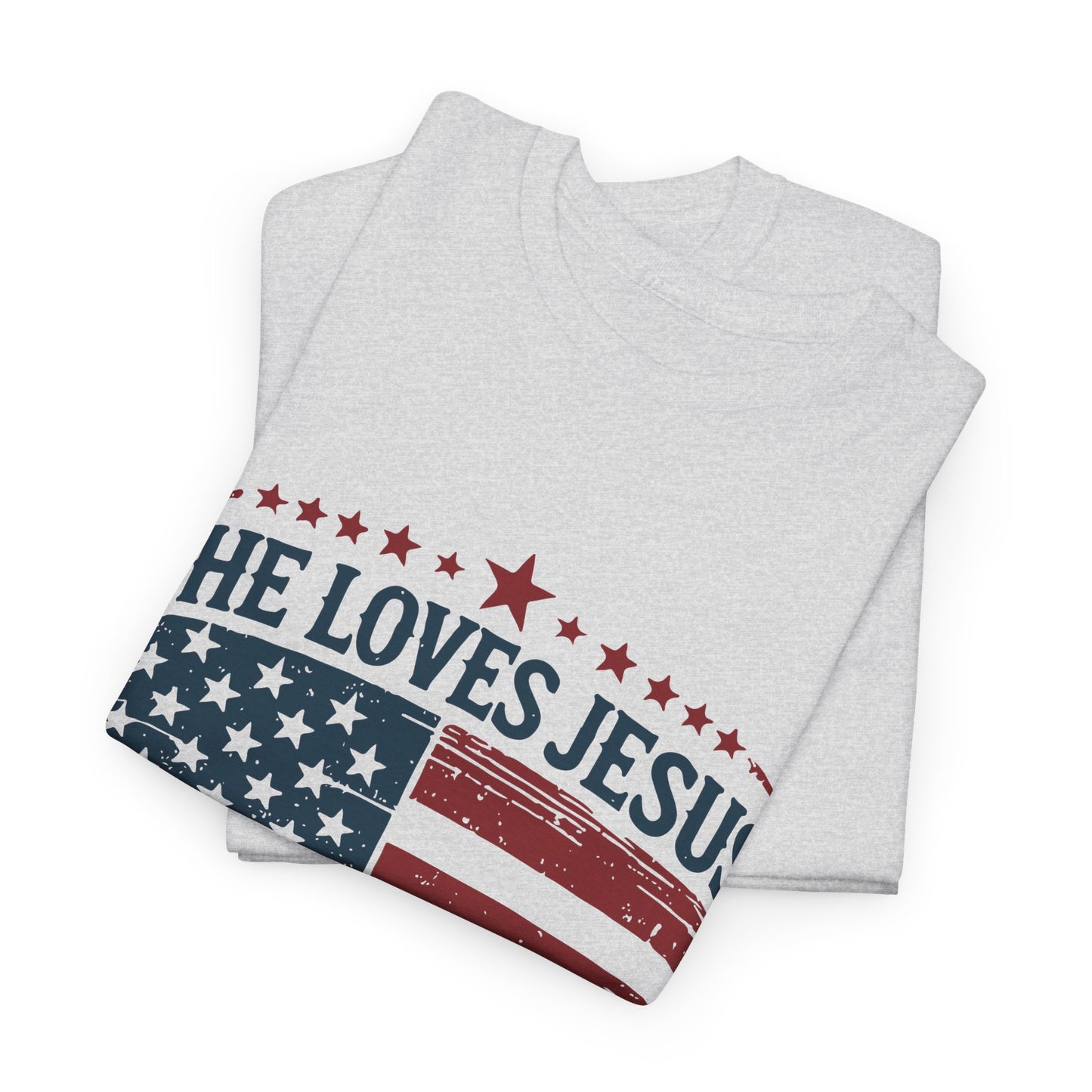 She Loves Jesus - Patriotic American Flag Tee
