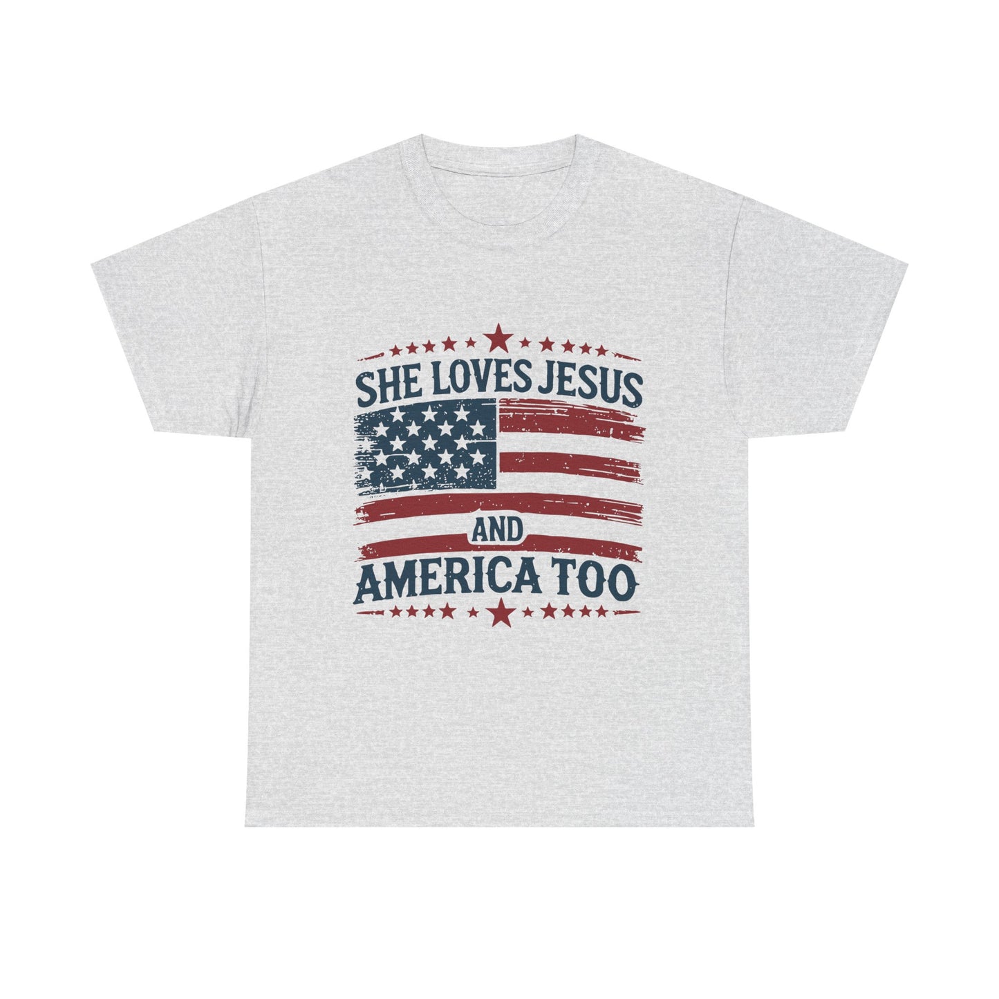 She Loves Jesus - Patriotic American Flag Tee